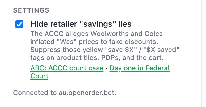 Toggle to hide misleading 'Save $X' badges