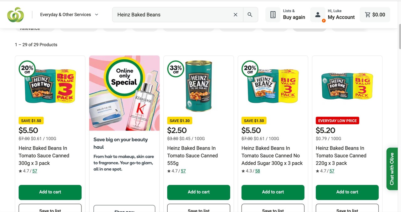 Specials category page before the extension annotates it